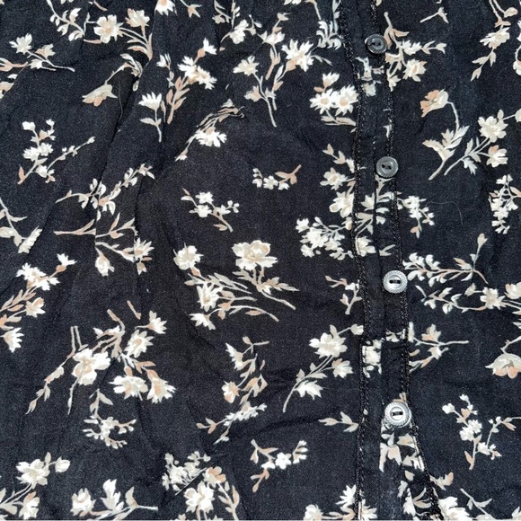 Denim & Supply Ralph Lauren Women’s Shirt Size Small Black Floral Smocked Boho - Picture 2 of 3